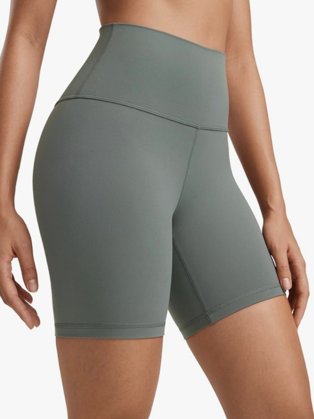 CRZ YOGA High-Waist Bike Shorts in Grey Sage